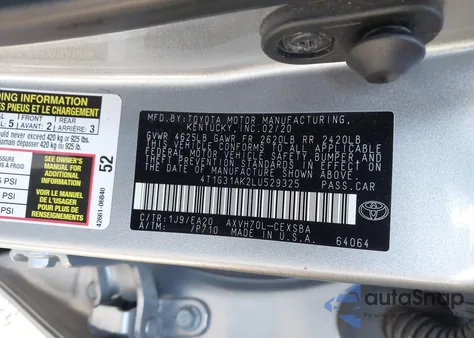 2020 Toyota Camry Se Hybrid from USA, damaged, VIN 4T1G31AK2LU529325